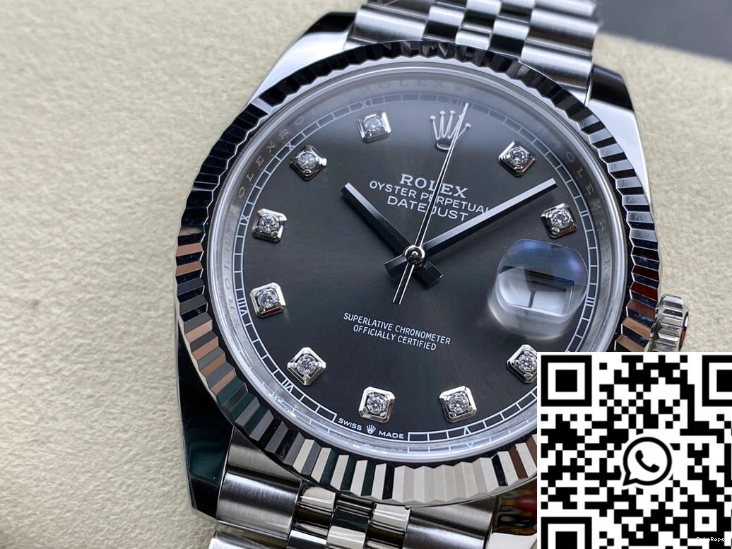Clean Rolex Gray Factory Dial Diamond M126334-0006 Datejust 0101